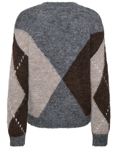 Jdy - JDYZoey Argyle Pullover -  Medium Grey Melange